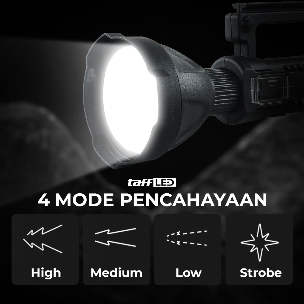 [Original] Senter super terang X2000 W591 Big Lamp LED XHP70 USB charger hp anti air jarak peneranga