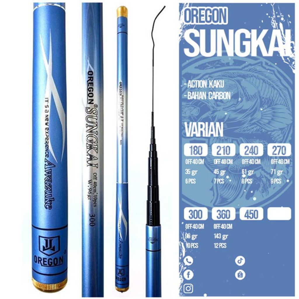 JORAN TEGEK OREGON SUNGKAI CARBON RUAS PENDEK 180,210,240,300,360,450