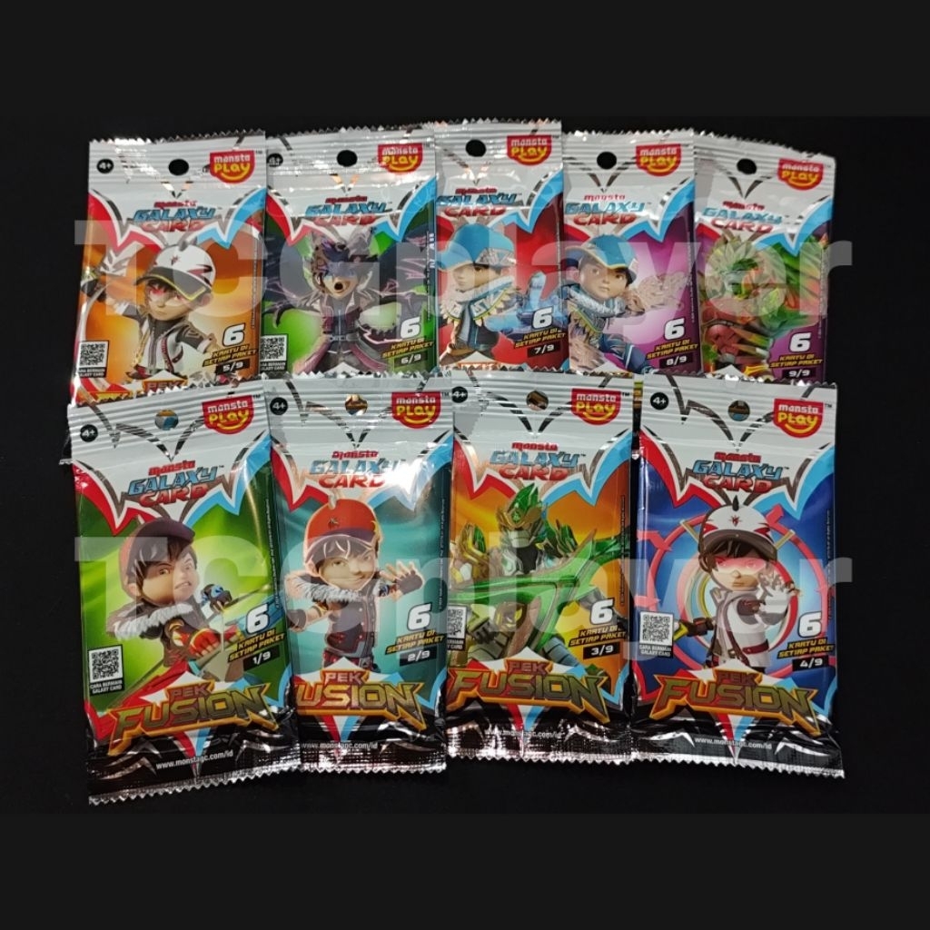 Pek Fusion BoBoiBoy Monsta Galaxy Card Full Set 1-9 Pack Kartu Boboboy TCG