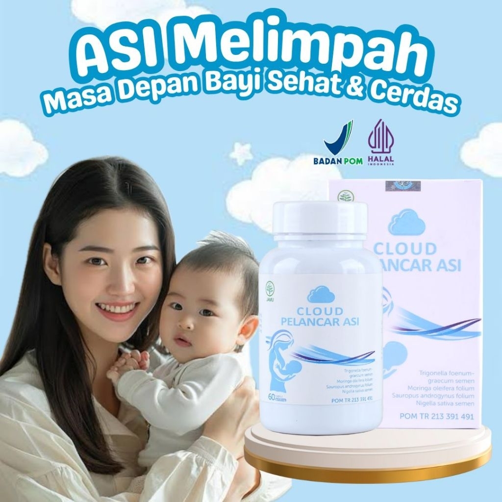 ASI BOOSTER 30 Kapsul CLOUD PELANCAR ASI Katuk Kelor Fenugreek Almond Gabus Fennel Jamu Membantu Mel