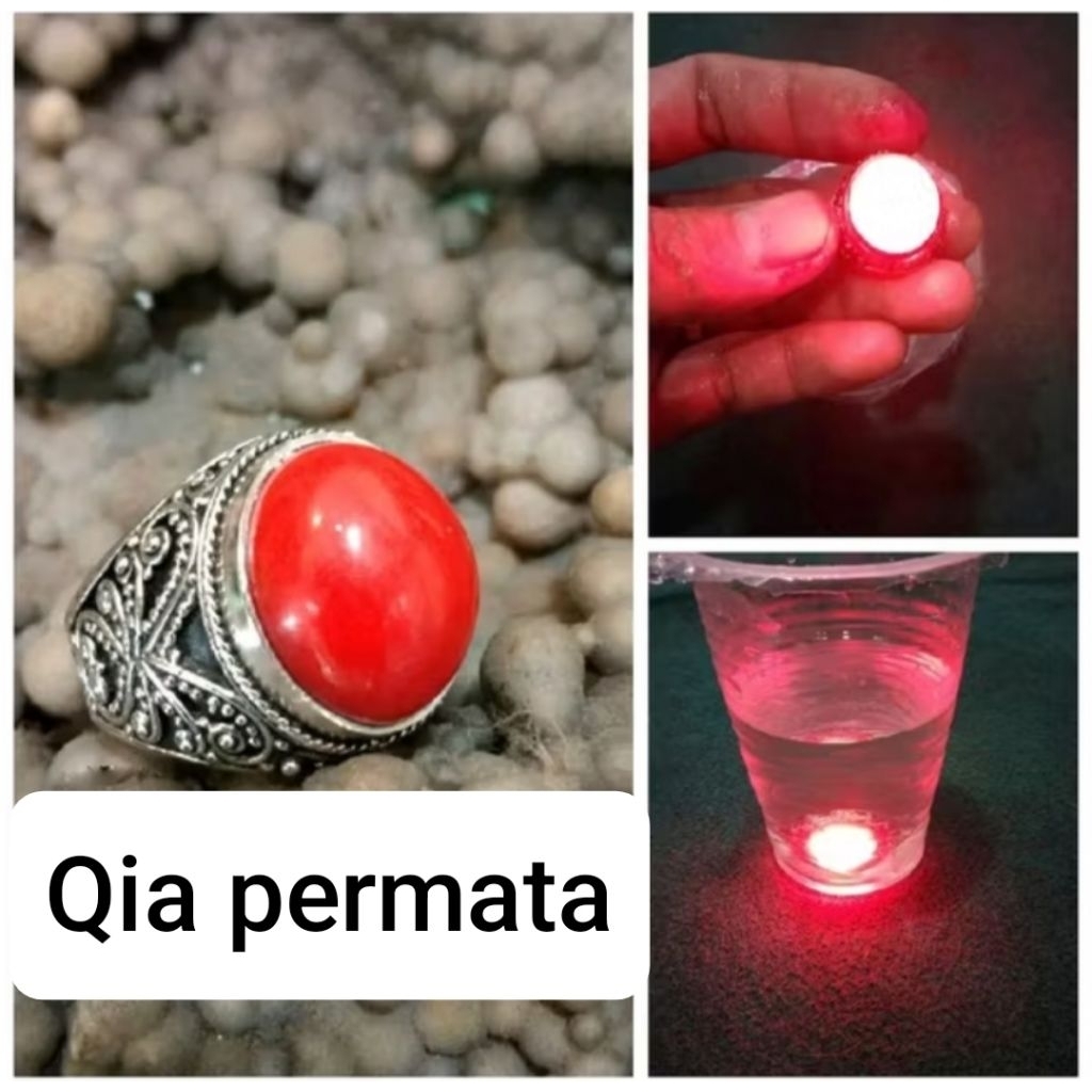 Cincin pospor merah menyala didalam air ring alpaka super ilegan