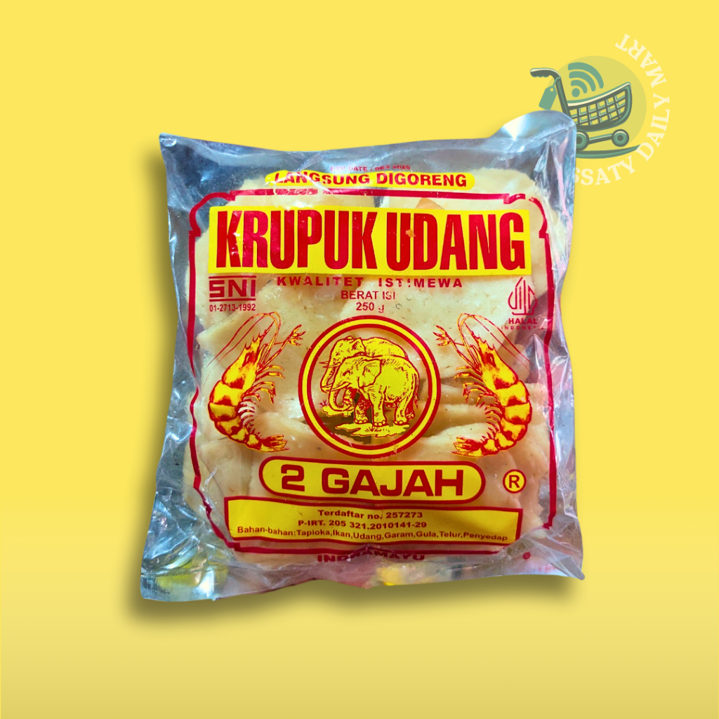 

KERUPUK UDANG MENTAH 2 GAJAH LANGSUNG DIGORENG 250 gram (TANPA MINIMAL ORDER)
