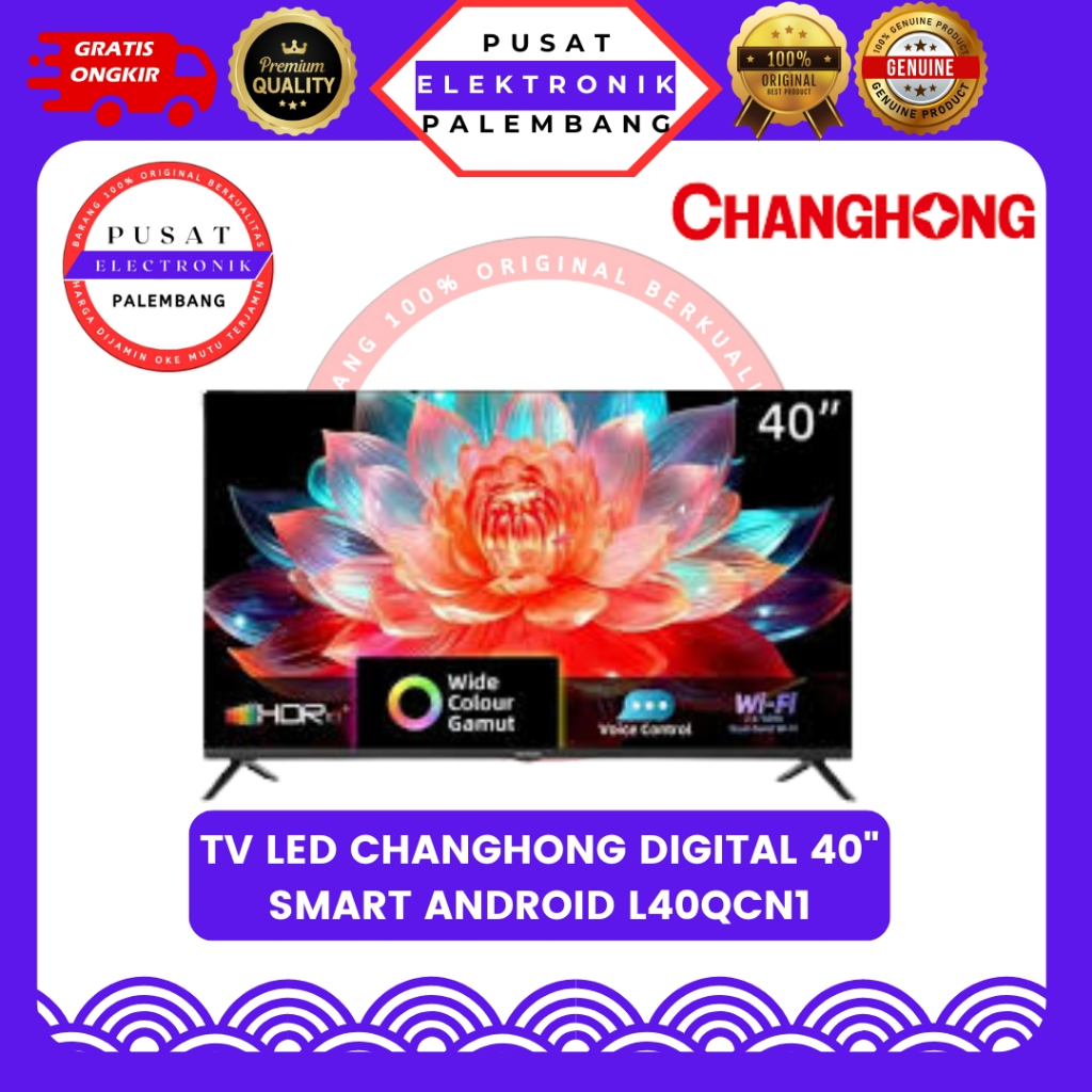 CHANGHONG TV LED DIGITAL 40 INCH SMART ANDROID L40QCN1 PALEMBANG