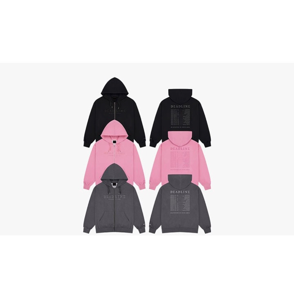 [PRE ORDER] MD LOGO APPLIQUE ZIP-UP HOODIE CHARCOAL BLACK PINK BLACKPINK DEADLINE TOUR OFFICIAL MURA