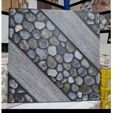 keramik lantai teras 50x50 kasar - Cabin grey brand mulia tile