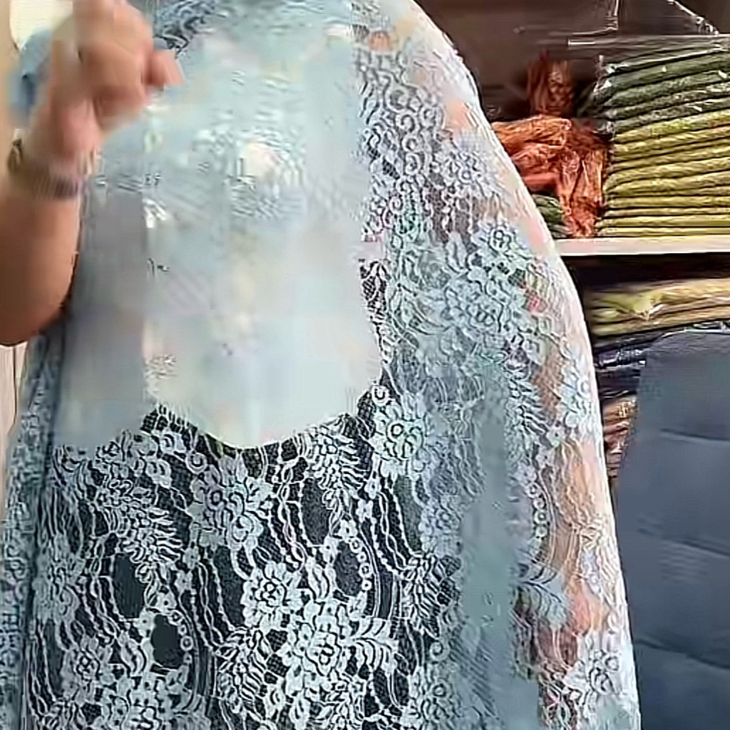 Brokat Semi Prancis Biru Wardah