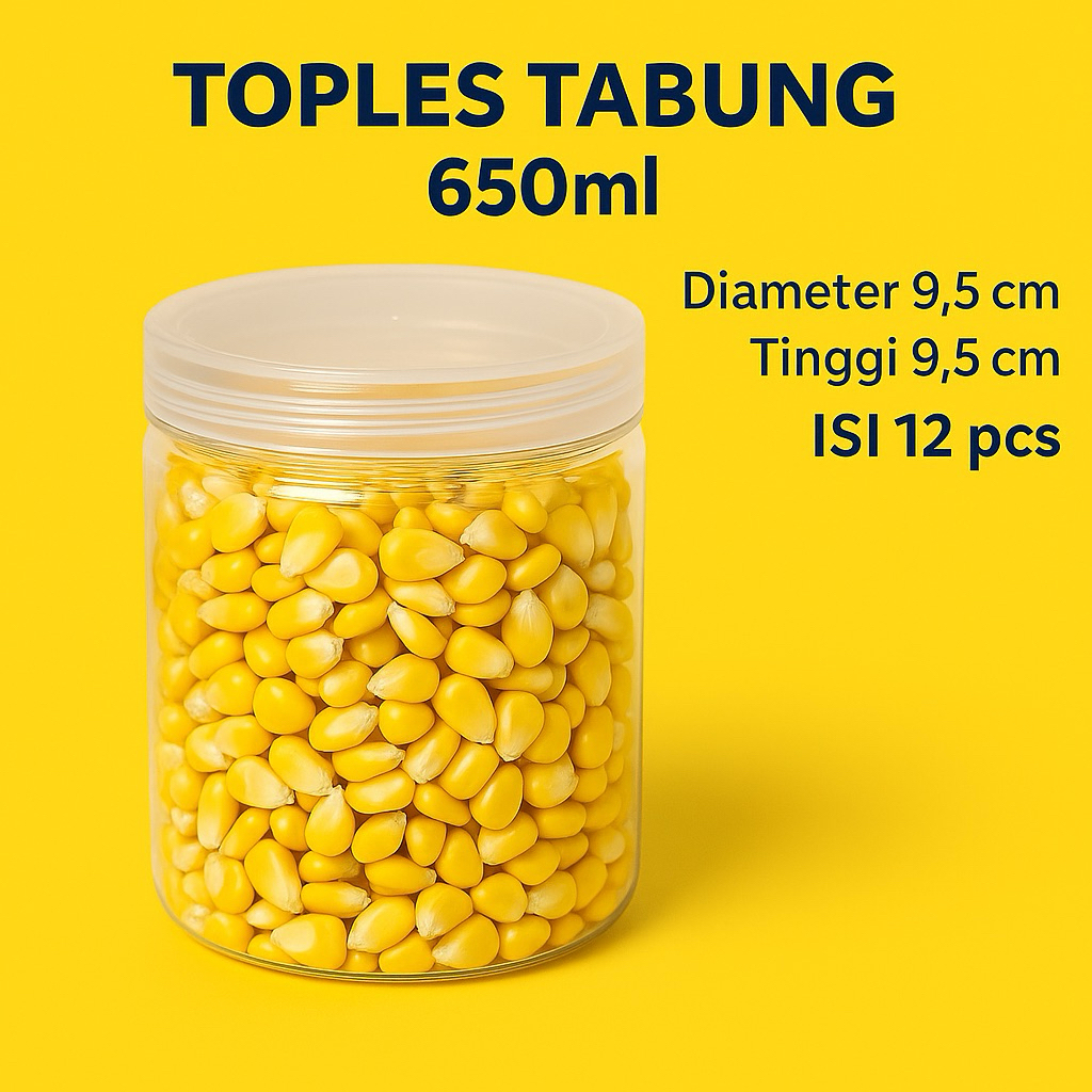 @ Toples Tabung 650ml / Toples Ulir 650ml / Toples PET 650ml / Toples Kue Kering / Tople