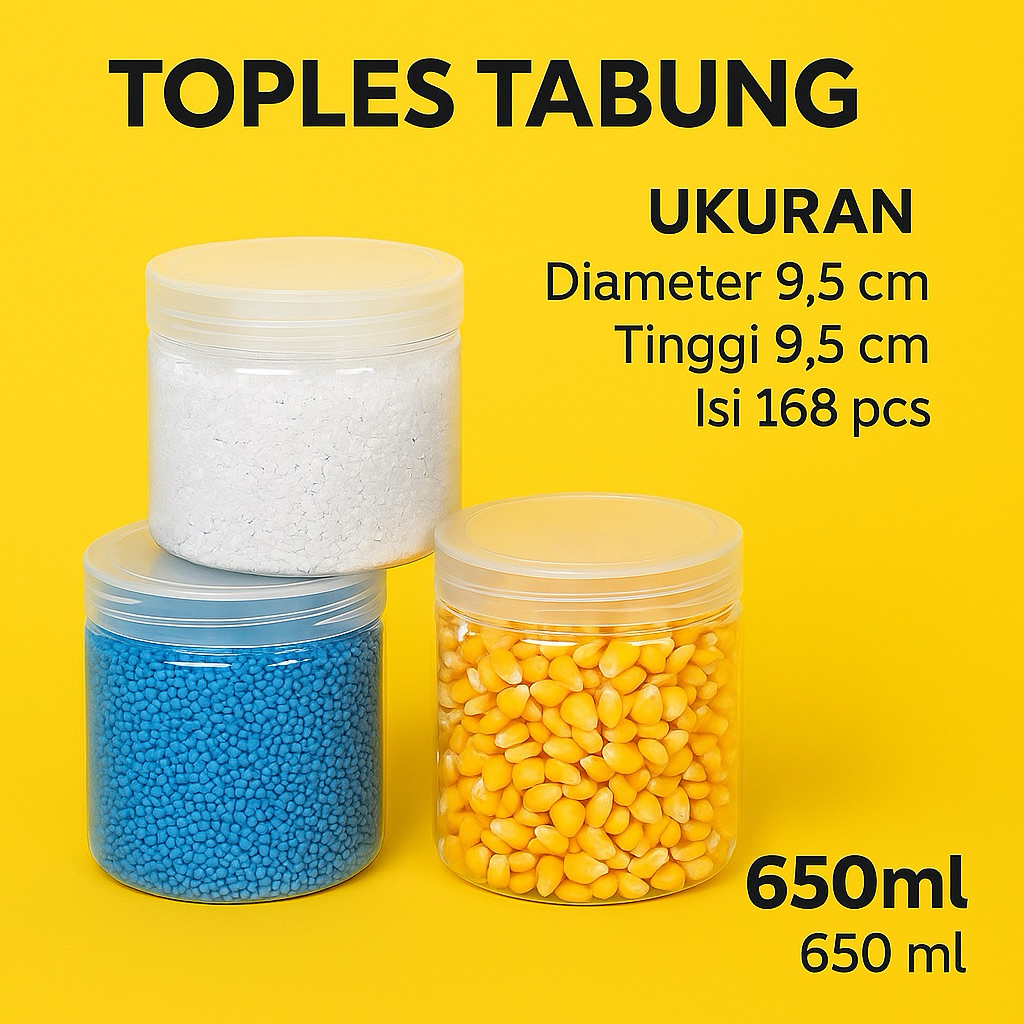 @ (168 PCS) Toples Tabung 650ml / Toples Ulir 650ml / Toples PET 650ml / Toples Kue Kering / Toples 
