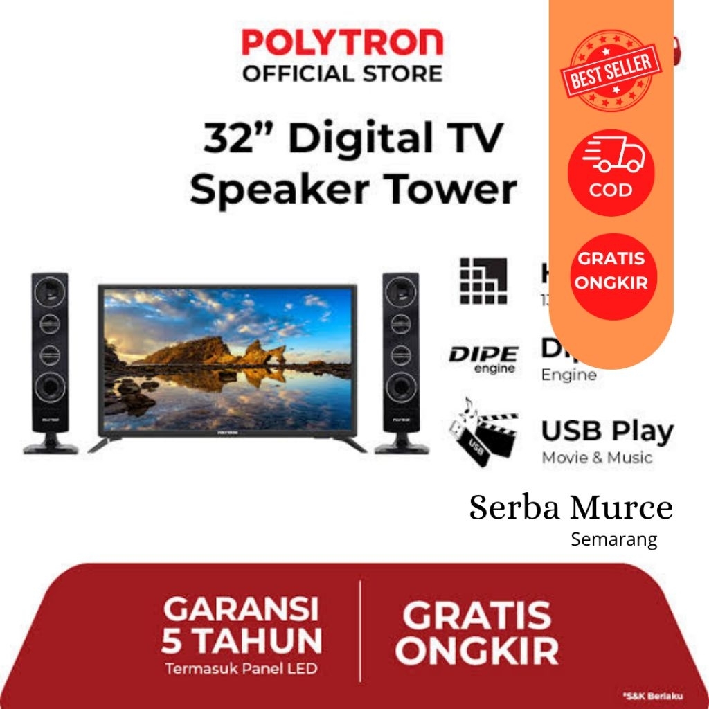 TV Polytron 32 inch type 32TV1855 Speaker Tower// Smart TV Murah/ SmartTVMurah/ TV Murah/ Smarttvbag