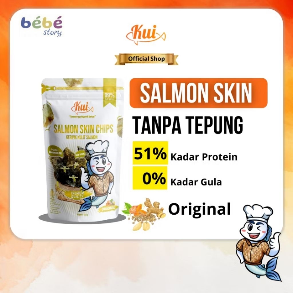 

KUI Salmon Skin No Msg / MPASI Keripik Kulit Ikan Salmon Premium Tanpa Tepung / Original