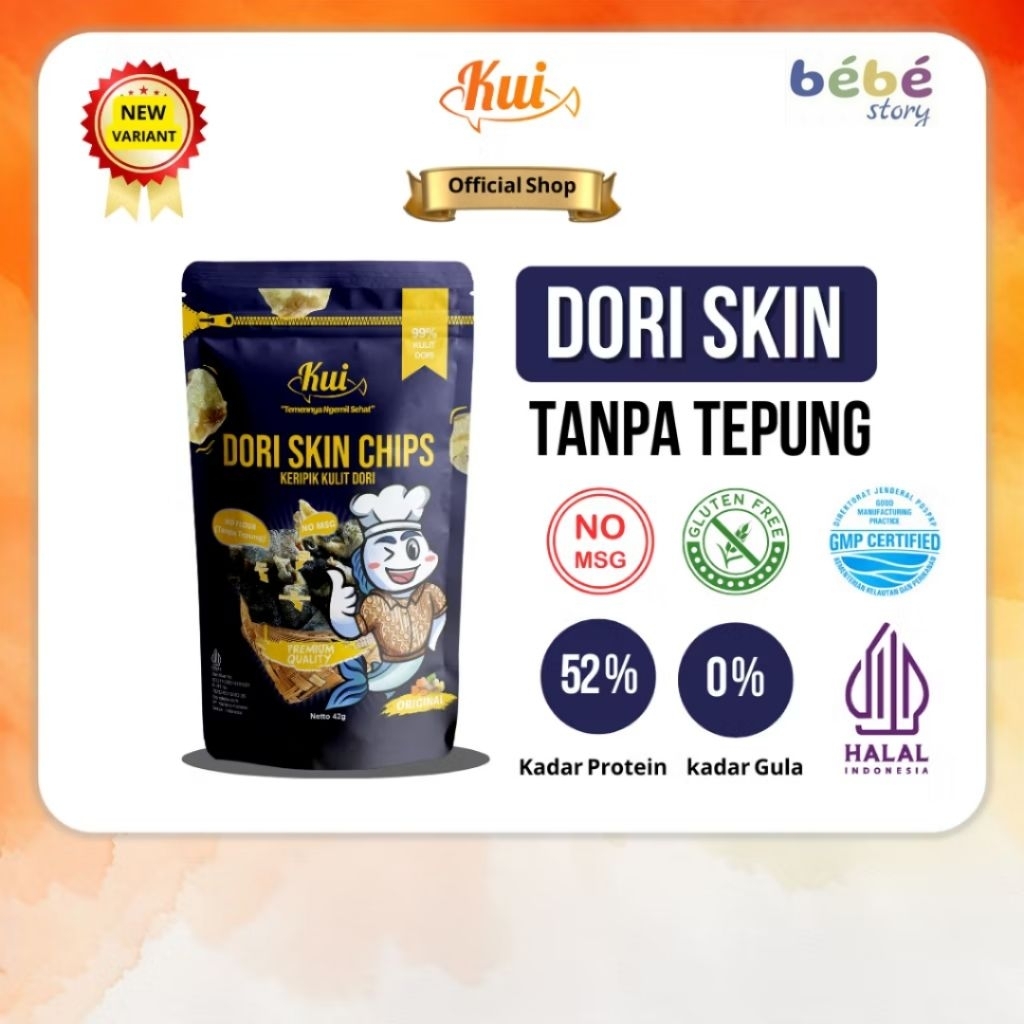 

KUI Dori Skin Chips No MSG / MPASI Keripik Kulit Ikan Dori Premium Tanpa Tepung / Original
