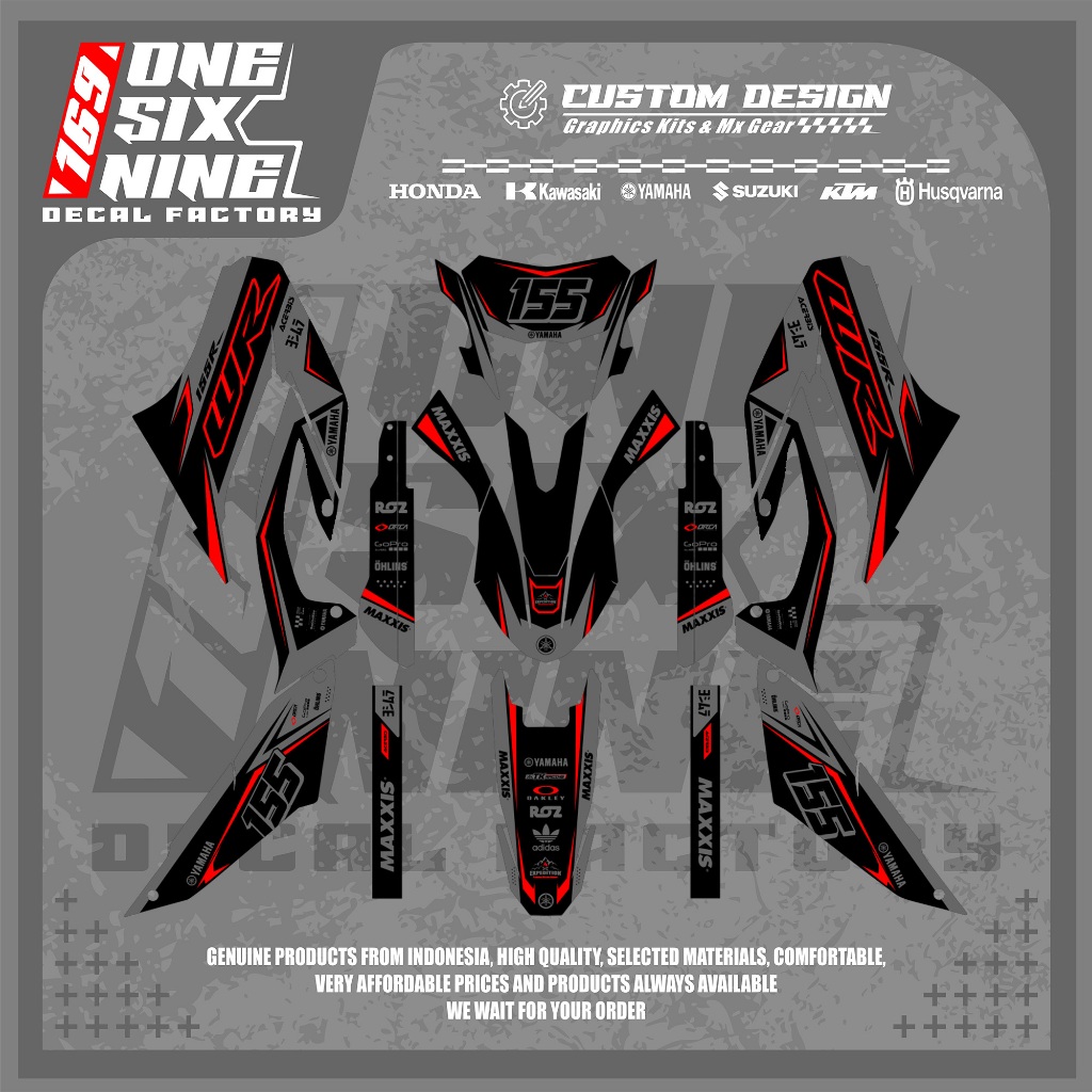 Stiker WR 155 Full Body – Desain Racing / Adventure / Supermoto - DEcal Wr 155 Hitam abu merah