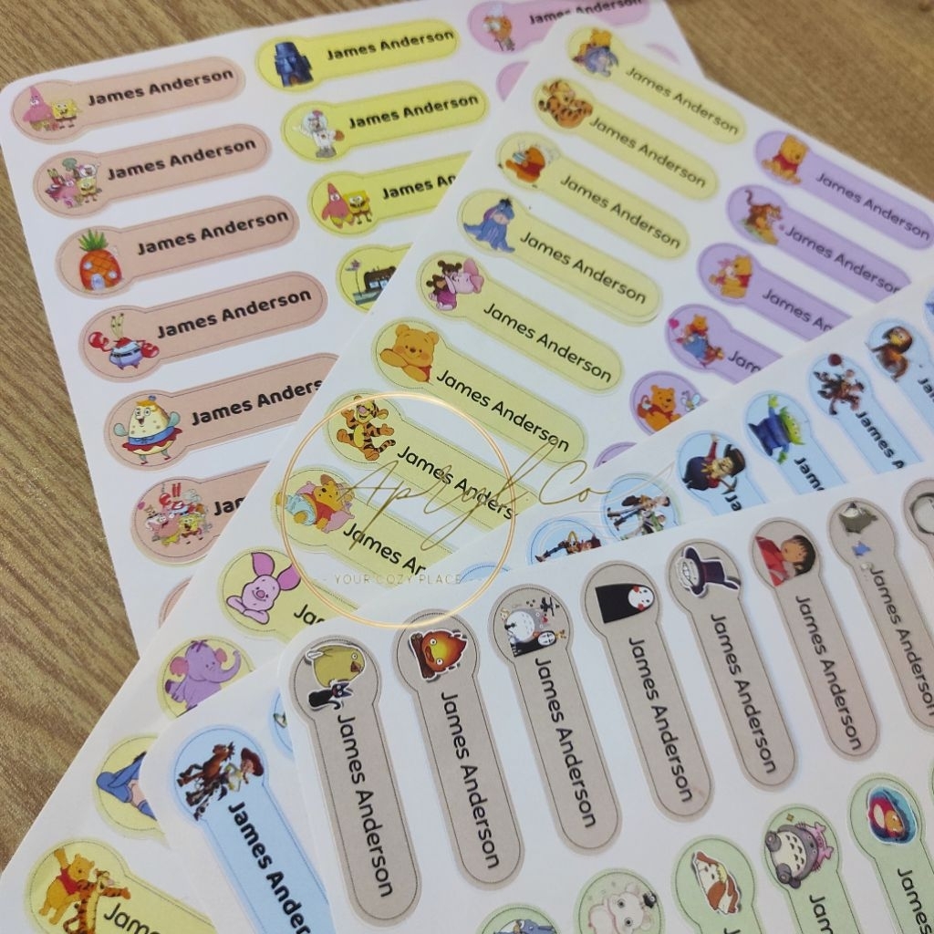 

[APRYL.CO] STICKER LABEL NAMA | LABEL NAMA ANAK | Sticker Waterproof Half Cut | Sticker Lucu Custom Nama Anak | Label Nama Anak Karakter Lucu