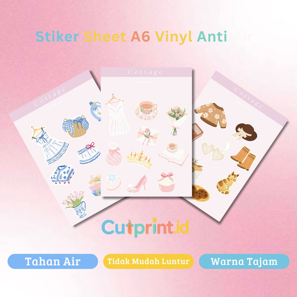

Stiker A6 Vinyl Tema Cottage Lucu | Anti Air & Tidak Mudah Luntur