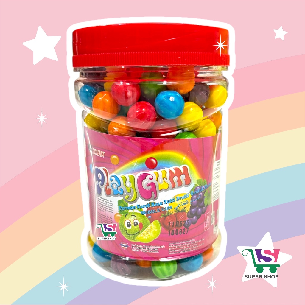 

Korin Playgum Bubble Gum / Permen Karet Jadul Warna Warni Toples (isi 200 pcs)