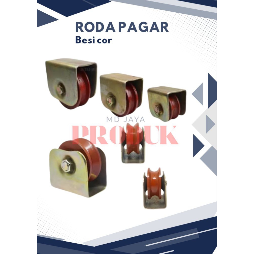 Roda pagar pintu besi cor ukuran 6cm 7cm 8cm / beton (U) dan siku (v) roda pagar gerbang