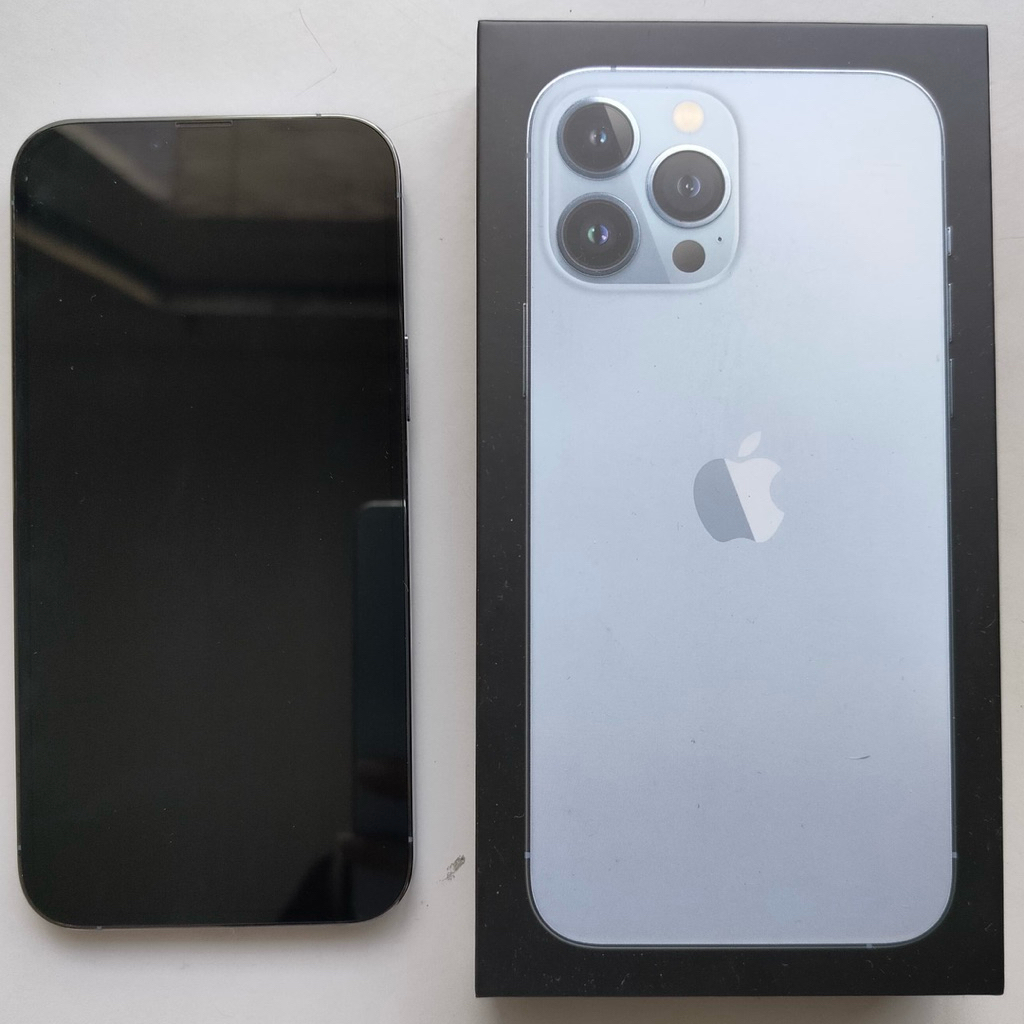 Second Preloved Bekas Hp Iphone 13 Pro Max 256 GB Sierra Blue Ibox Original