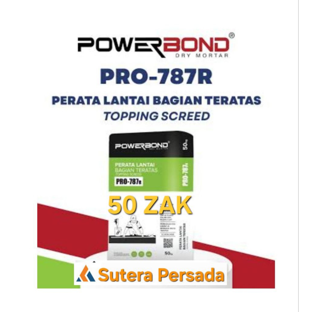 Mortar Instan Powerbond Pro787R Topping Screed - Perata Lantai Expose 50kg 50zak