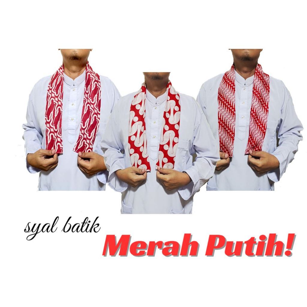 Syal Merah Putih Selendang Cukin Batik Merah Putih