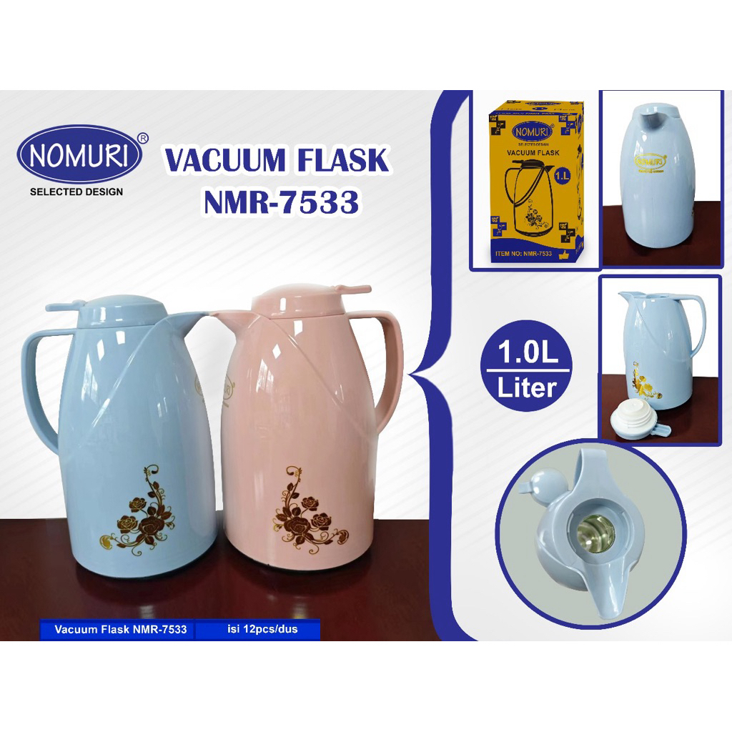 MATAHARI HOUSEWARE - TERMOS AIR PANAS NOMURI 1 LITER ( VACUUM FLASK ) NMR 7533 - pecah belah