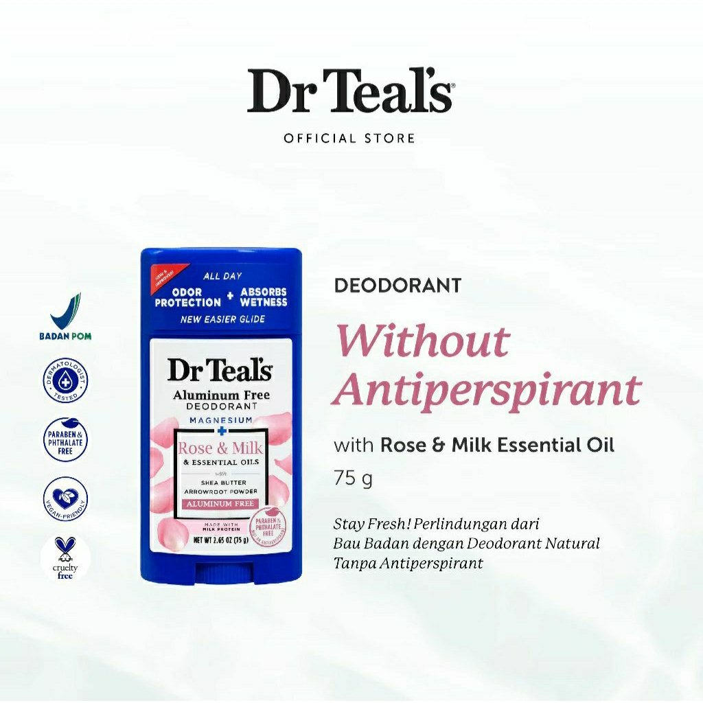 Dr Teal’s - Aluminum-Free Deodorant Magnesium 75ml | Deodoran Tanpa Antiperspirant