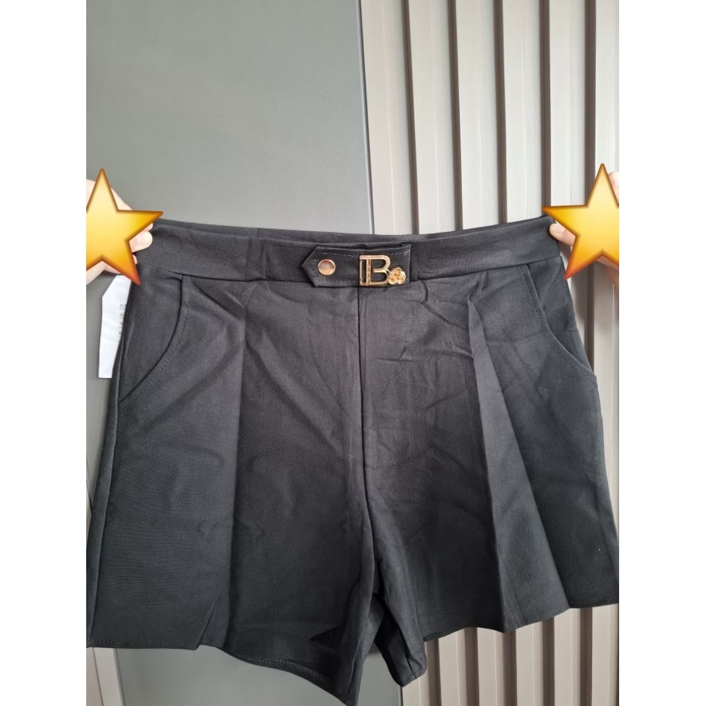 celana wanita pendek hitam premium bahan paragon