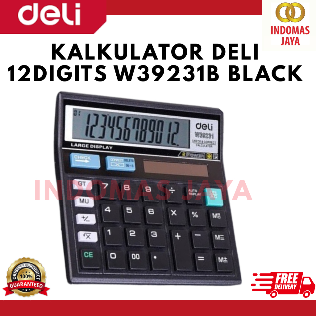 

Deli | Kalkulator (Desktop Calculator) | 12 digit | W39231B | Hitam