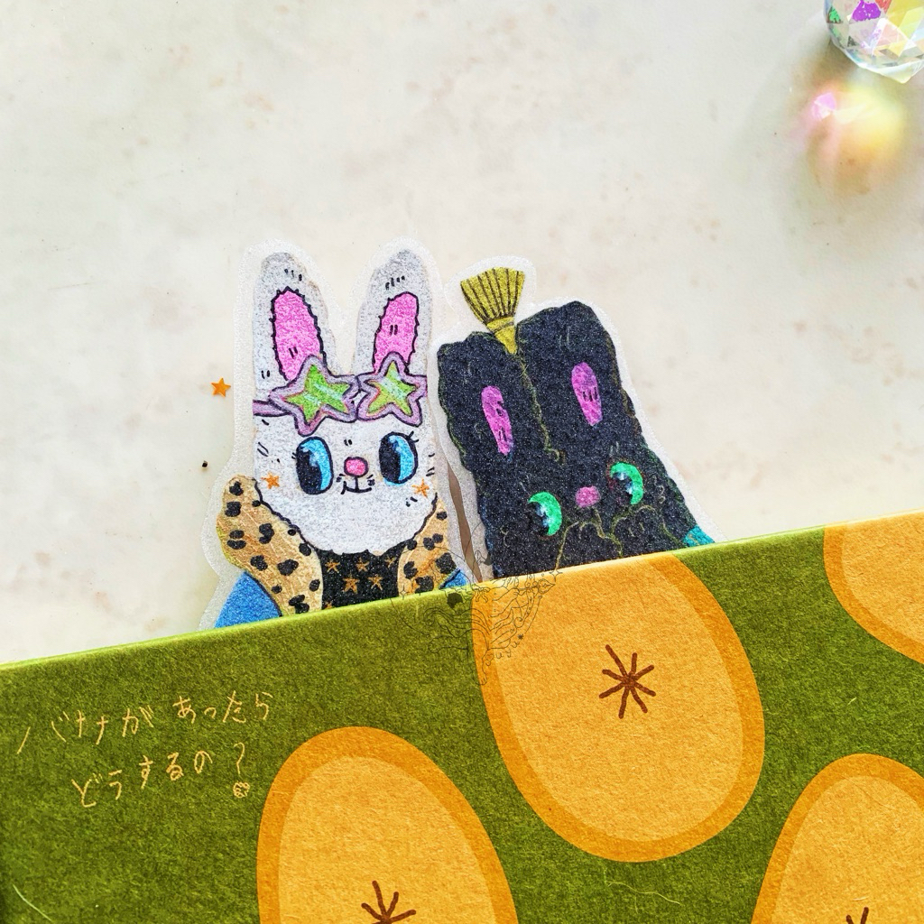 

Funky Bunny bookmark | pembatas buku kelinci handmade glittery