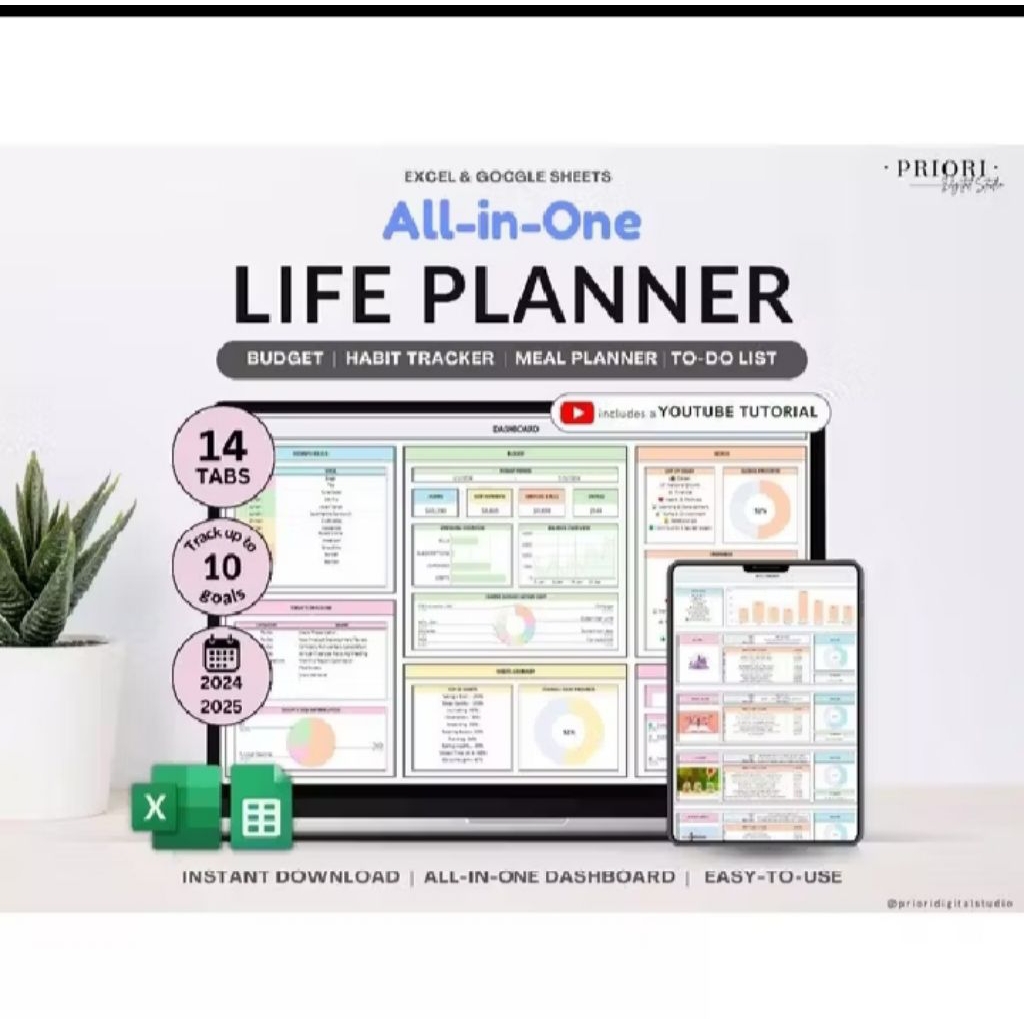 

planner google sheets- all in one bangun Produktivitas mu sekarang juga