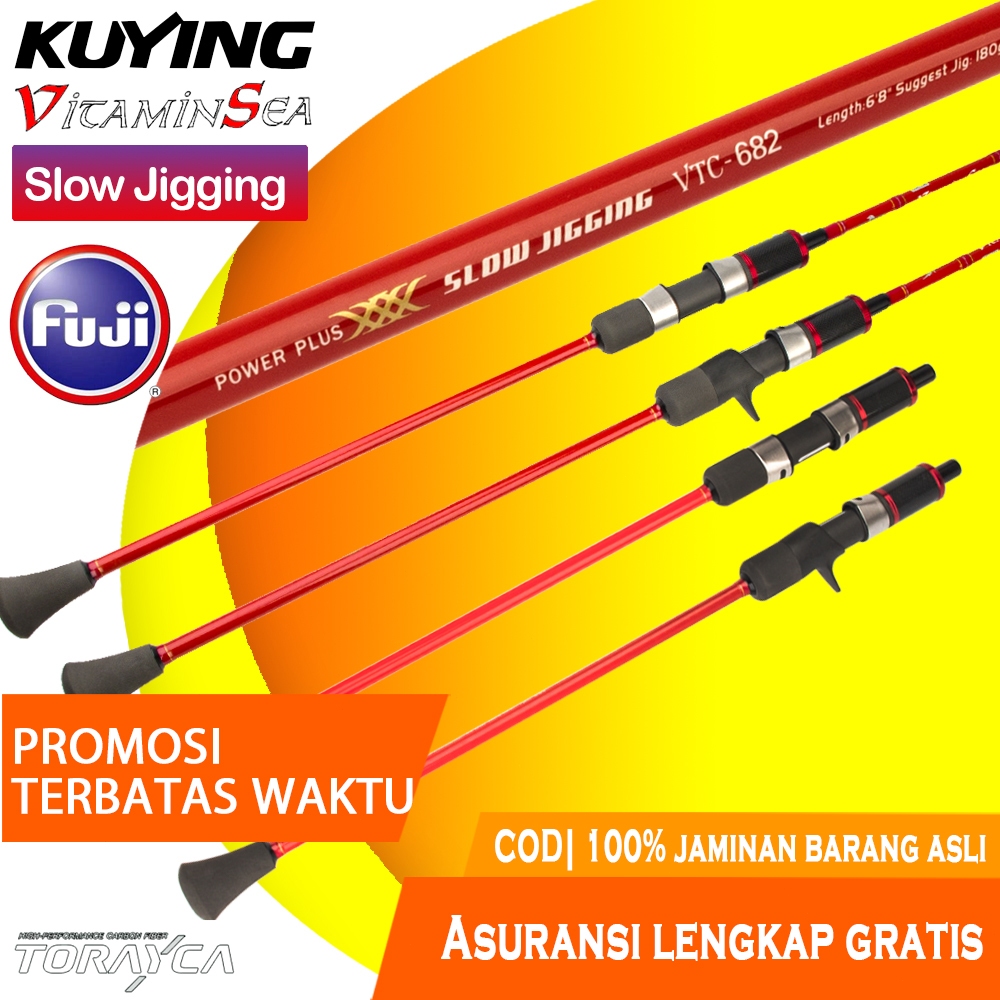 KUYING VITAMIN SEA 204cm Slow Jigging Jig Fishing Rod Joran Pancing FUJI Carbon Spinning Casting