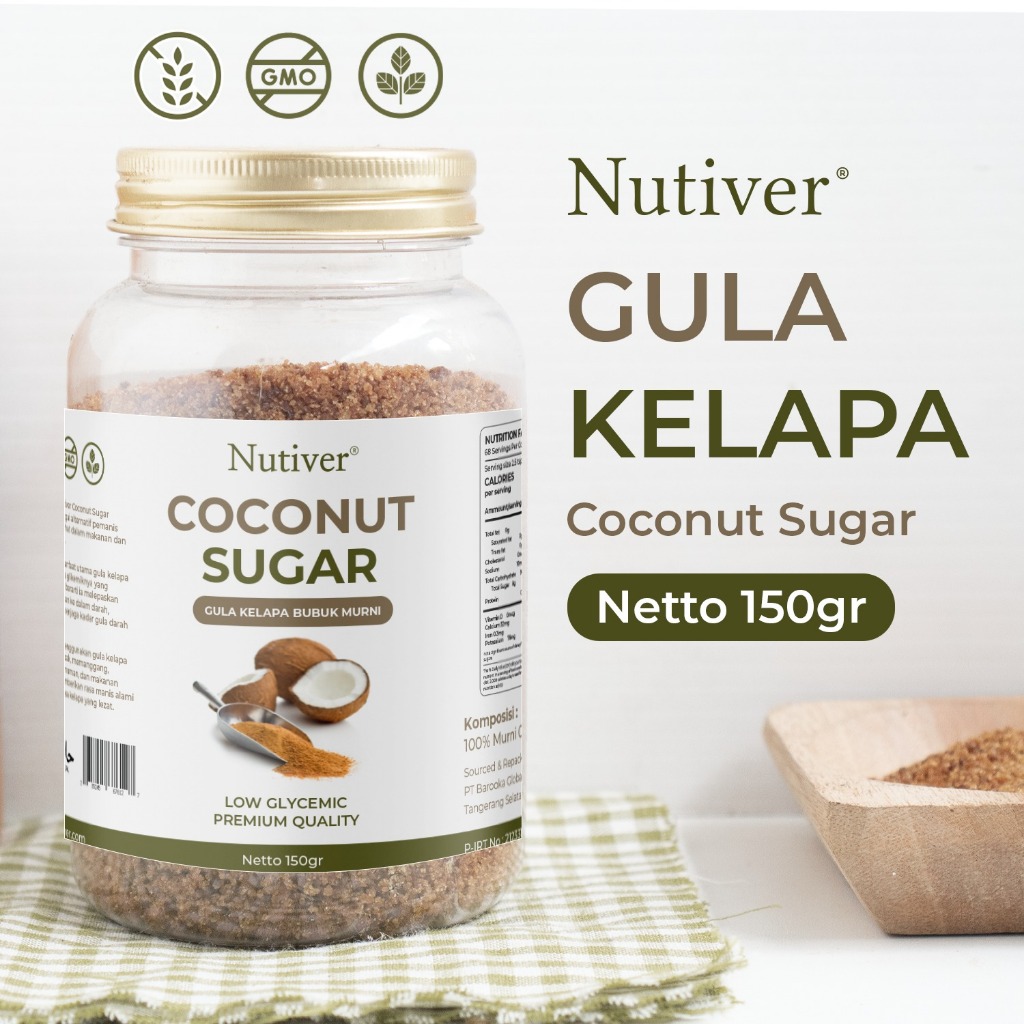 

Nutiver Gula Kelapa Organik Coconut Sugar Powder Natural Gula Kelapa Bubuk Murni Manis Alami 150gr
