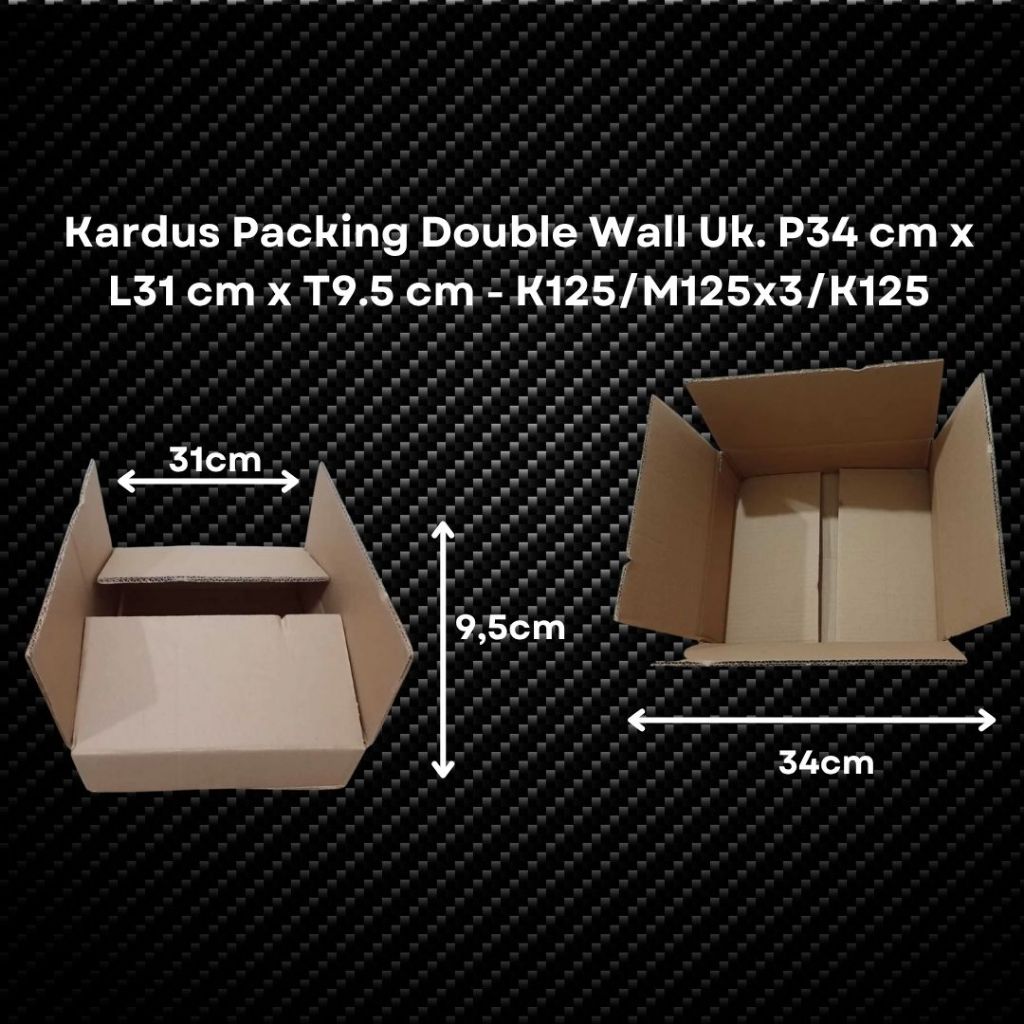 

Kardus Packing Double Wall Uk. P34 cm x L31 cm x T9.5 cm - K125/M125x3/K125