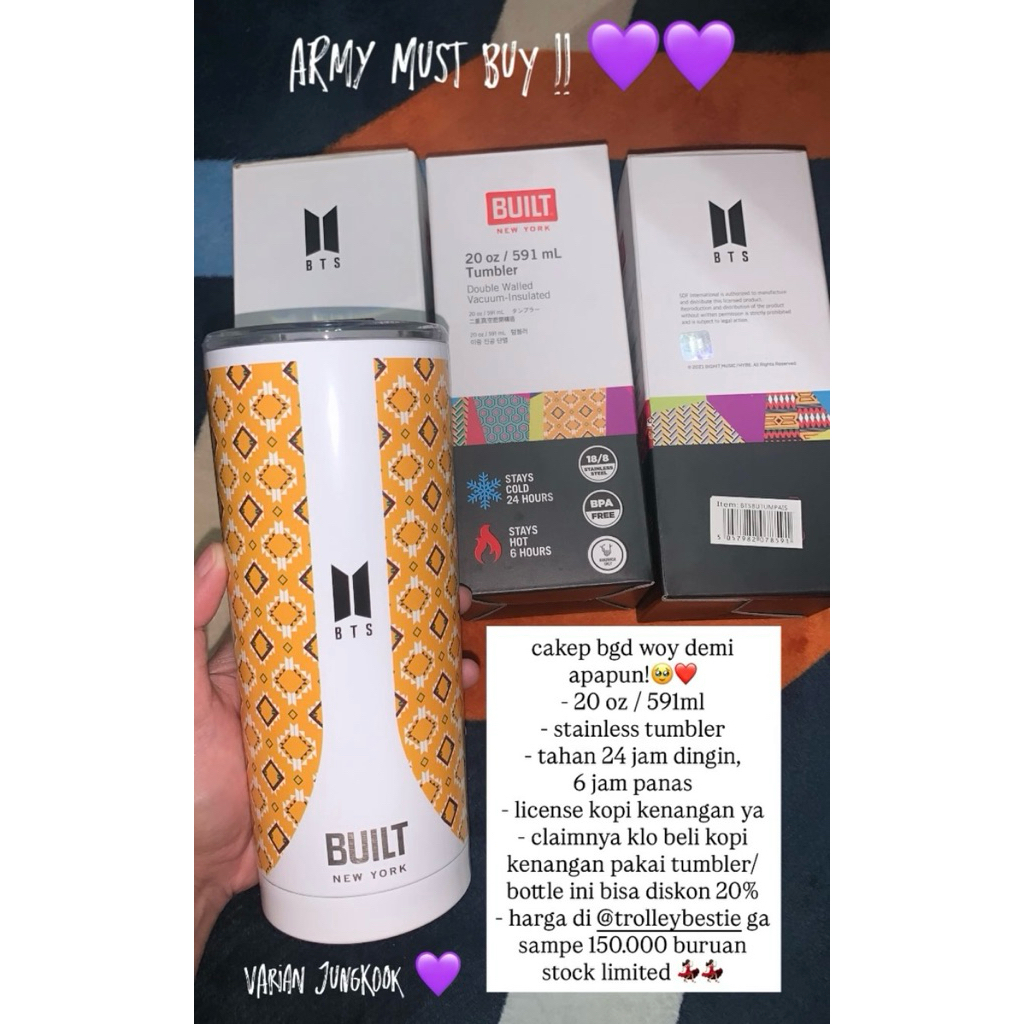Tumbler BTS (Tempat Minum Stainless) BTS varian Jungkook BTS - License Kopi Kenangan x BTS