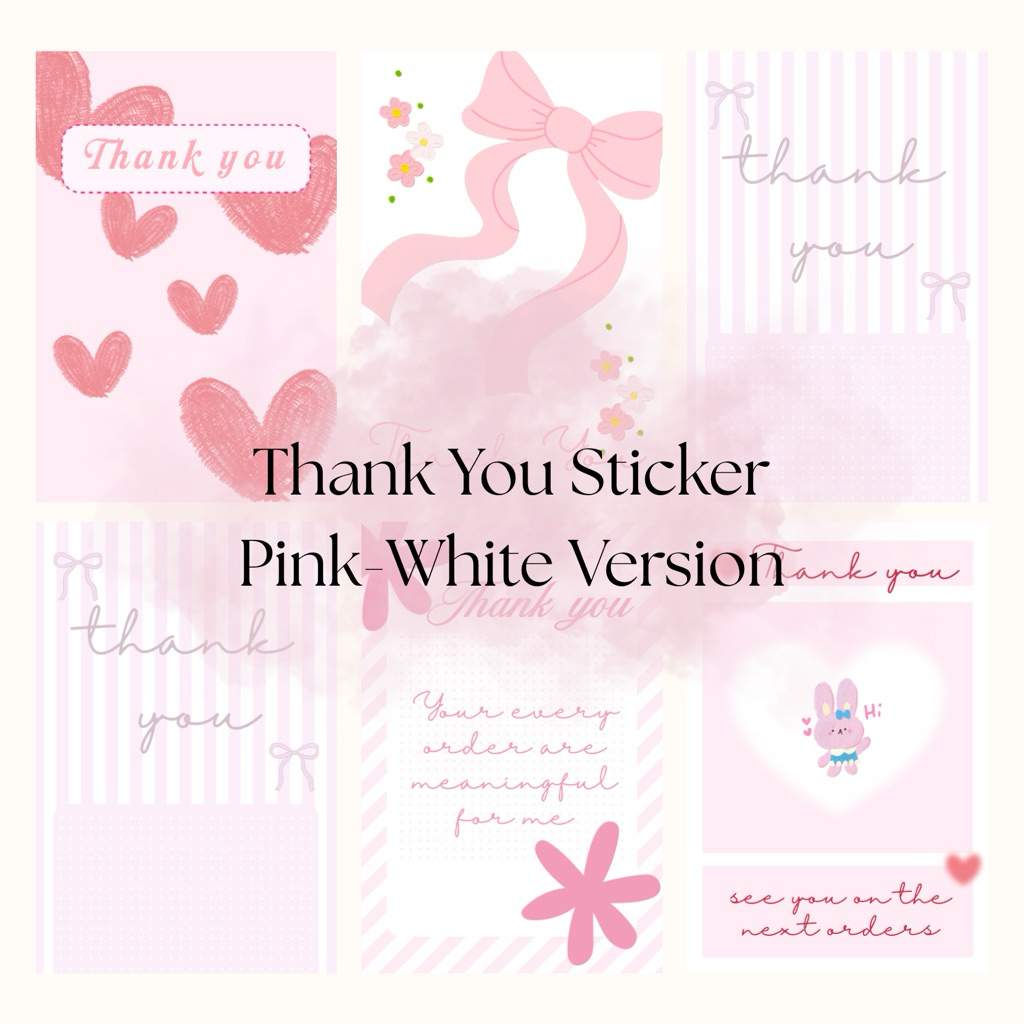 

[Luvlystuff] PINK WHITE THANK YOU STICKER || PINTEREST SEAL PACKING DECO