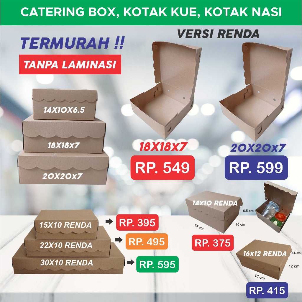 

Dus Kotak Katering/Kue/ Nasi/ Cake /Box 20x20/18x18 Catering Model Lipat