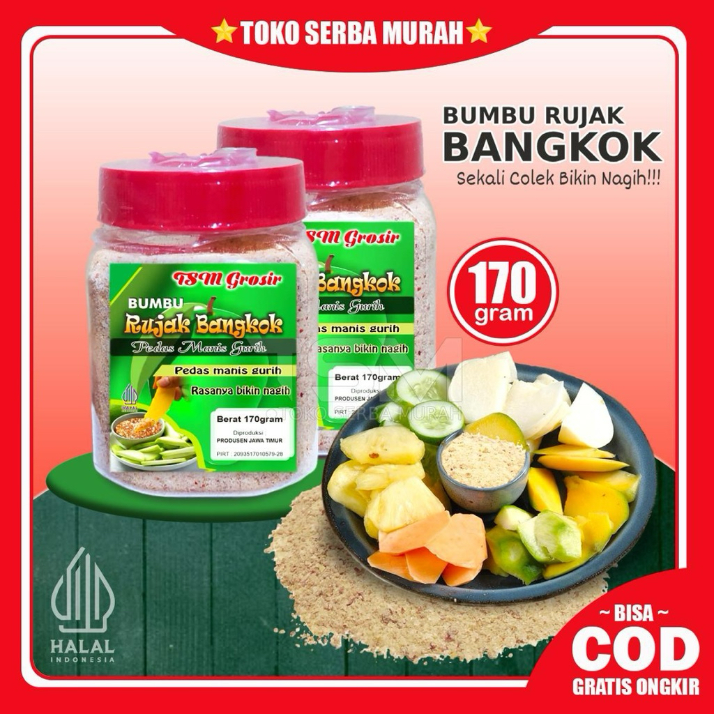 

Bumbu Rujak Bangkok Halal 170gr Pedas Manis Bumbu Buah Jambu Kristal Kedondong Mangga Muda tanpa pengawet tidak garam