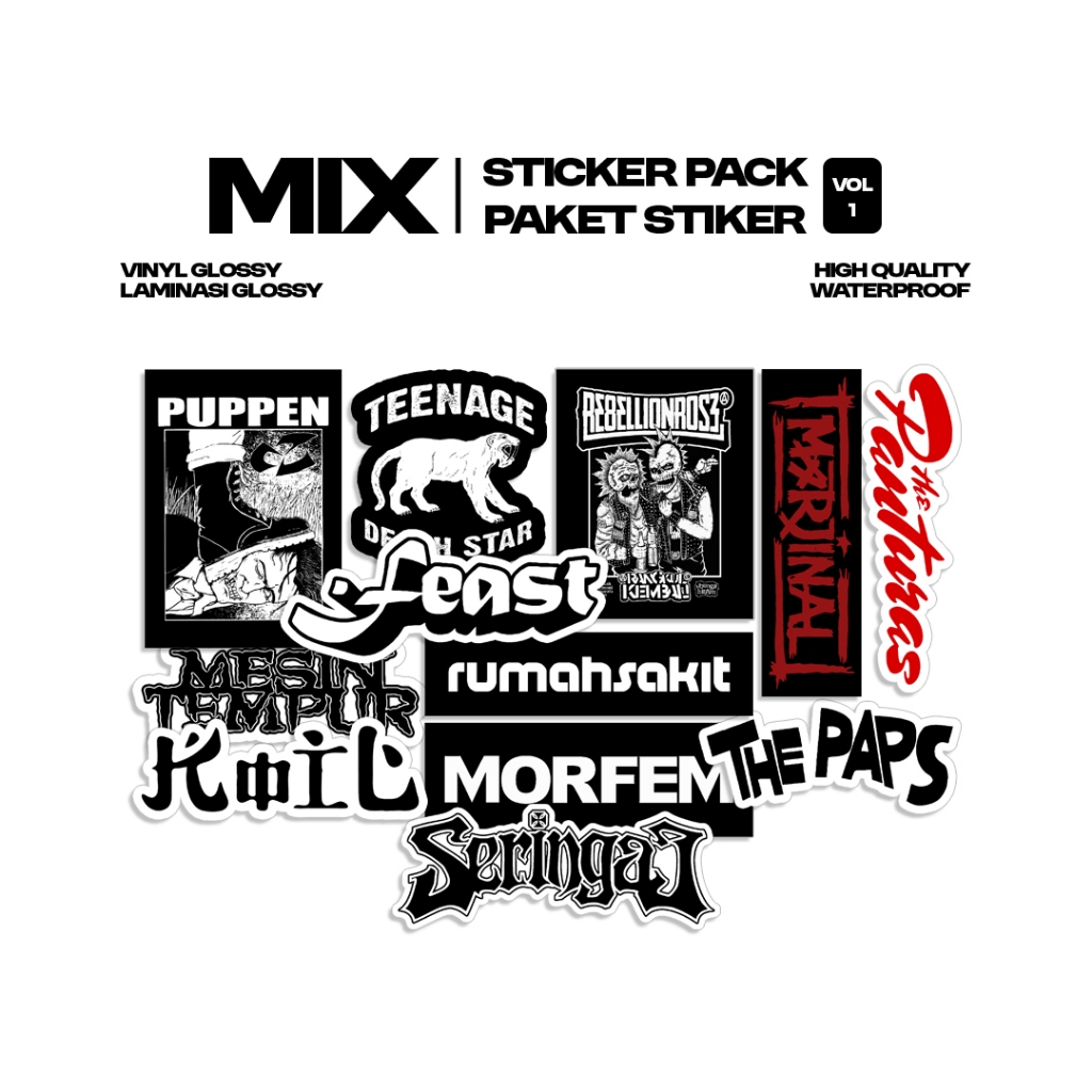 

Sticker Pack Mix Vol 1 | Stiker Band | Sticker Vinyl | Stiker Helm | Stiker Tumbler | Stiker Band Rock Punk Indie Metal