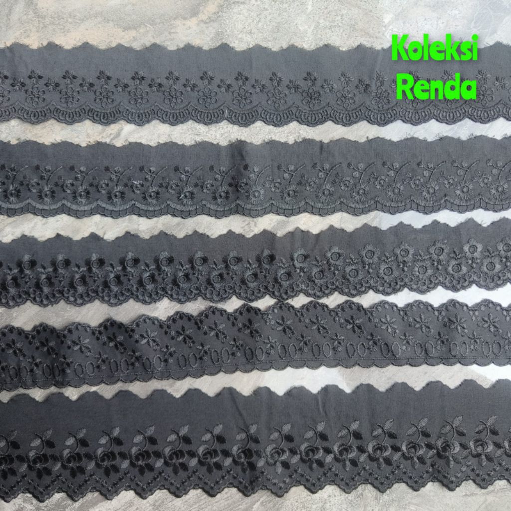 (harga per 100cm) Renda katun jepang, renda katun bordir