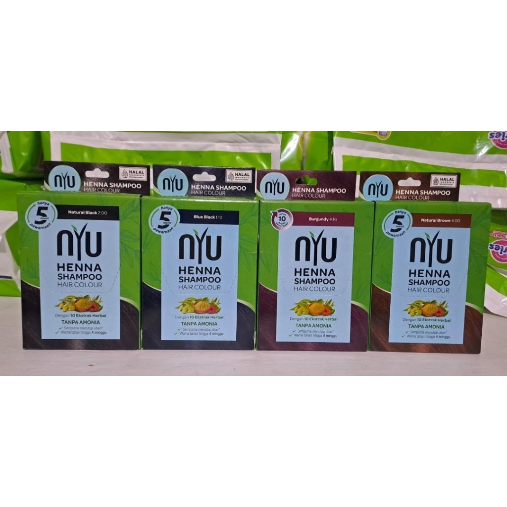 (1 BOX) NYU HENNA SHAMPOO HAIR COLOUR - Shampoo Pewarna Rambut