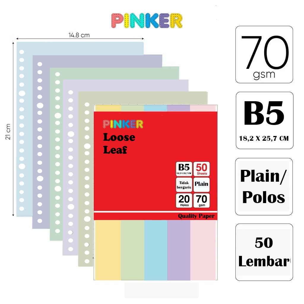 

Loose Leaf Color Isi Kertas File Binder Warna Plain/polos size B5