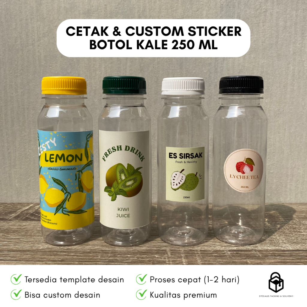 

Cetak Custom Stiker Botol Kale 250 ml | Print Label Sticker Logo