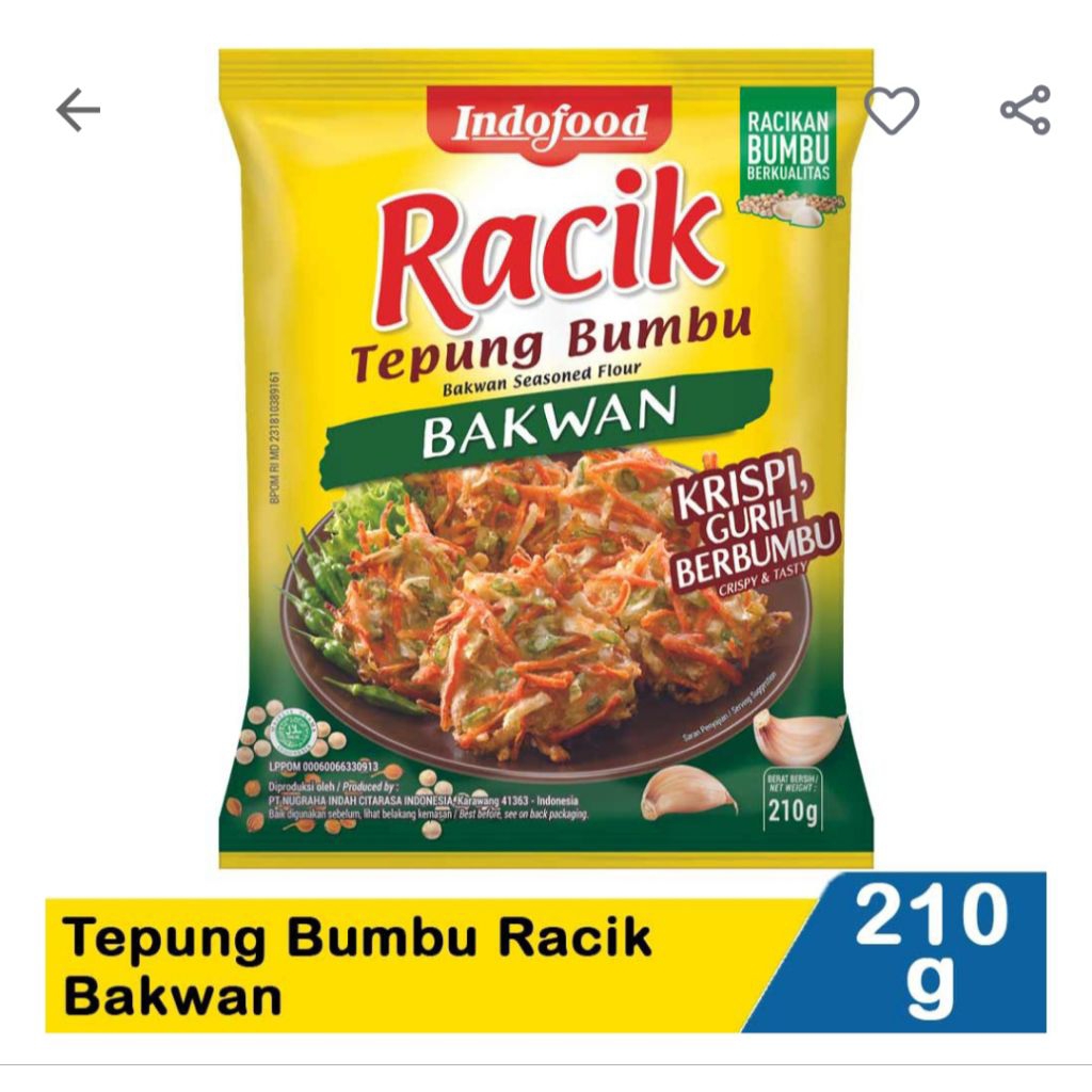 

Tepung bumbu racik Bakwan 210g indofood