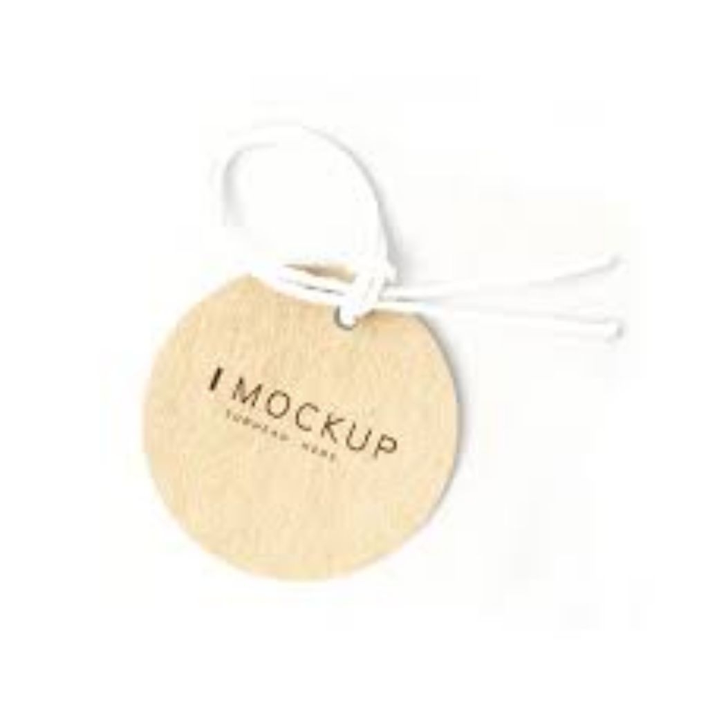 

hangtag warna coklat bulat bertali