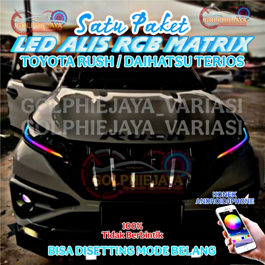 Satu Set Lampu alis Running RGB Matrix Mode Belang RUSH , TERIOS Lampu alis running rgb depan Rush