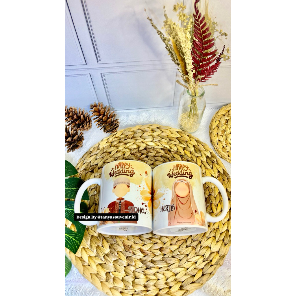 GELAS KERAMIK | MUG CUSTOM | SOUVENIR | HADIAH PERNIKAHAN | GELAS CUSTOM
