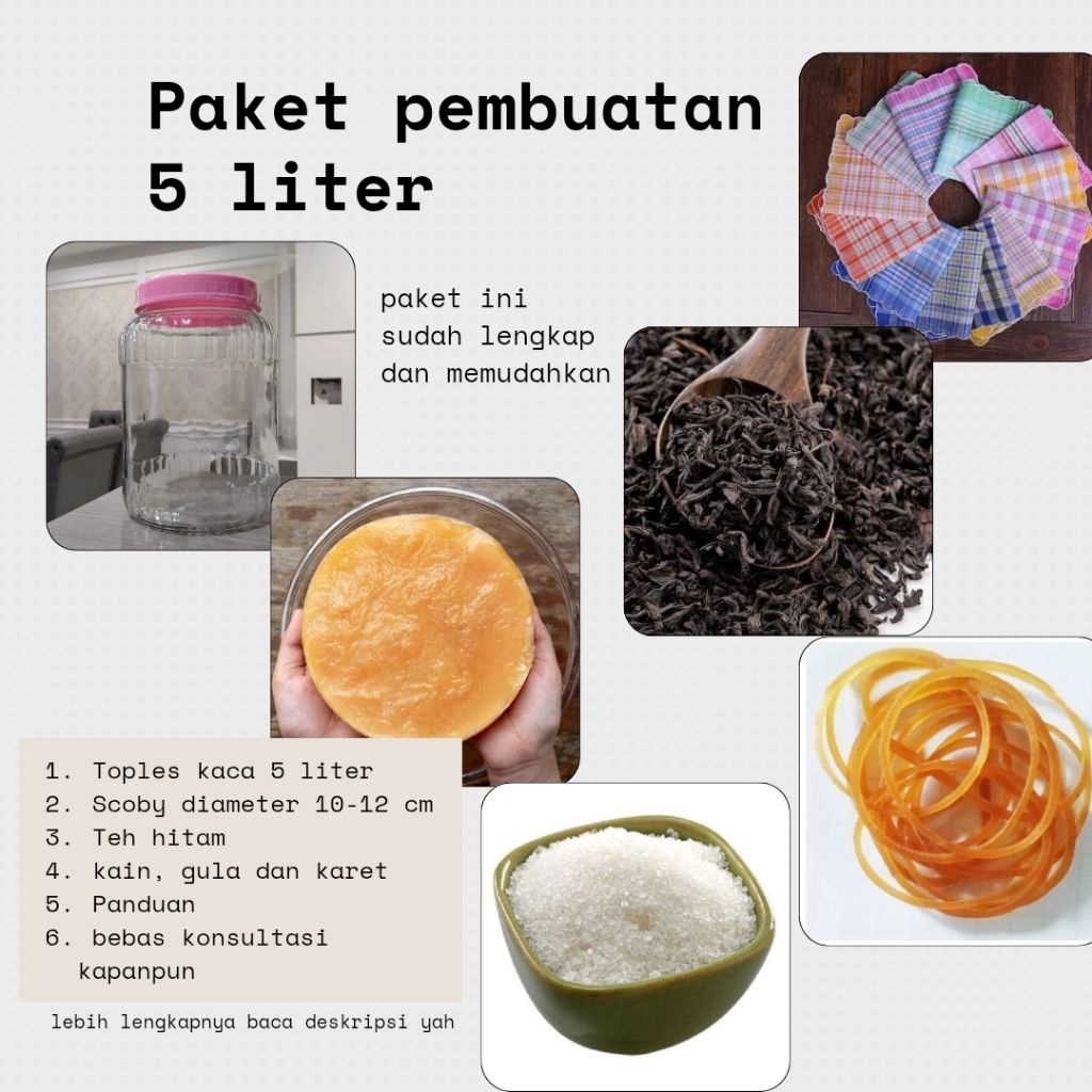 

Paket lengkap pembuatan kombucha 5 liter