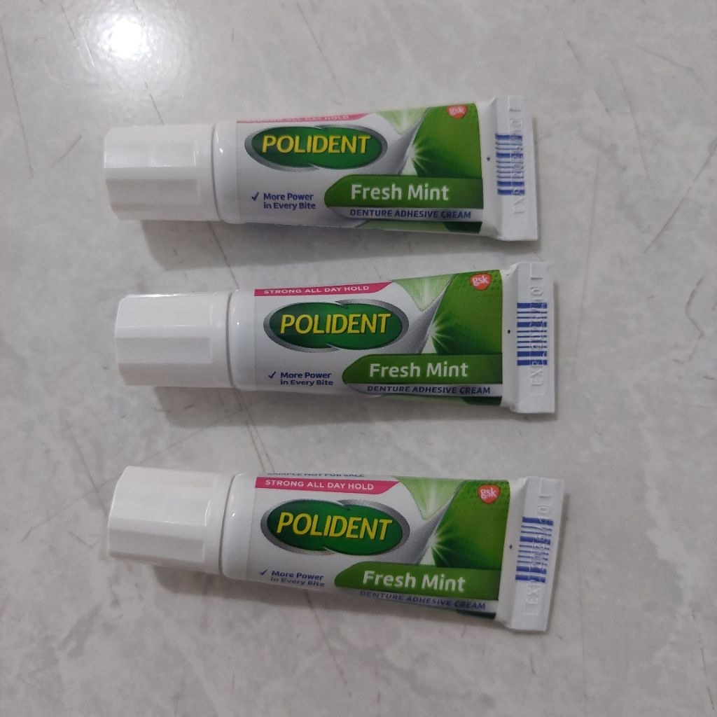 (TANPA BOX) Polident 8,5 gr Sample Travel Size Pack Perekat Lem Gigi Palsu Freshmint Original
