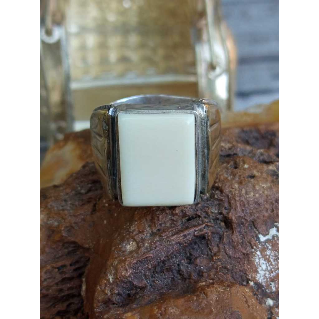 Natural 99 Asli Octagon Ring Perak 925 Handmade