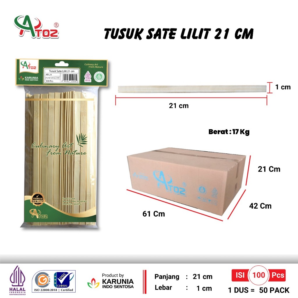 Tusuk Sate Lilit Bambu 21cm