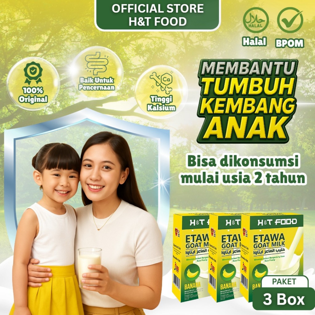 

[H&T Food] Etawa Goat Milk Banana Paket 3 Box - Susu Kambing Etawa Rasa Pisang 200gr Sehat & Lezat, BPOM